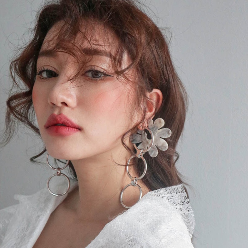 Open-Ended Stud Linked Hoop Earrings